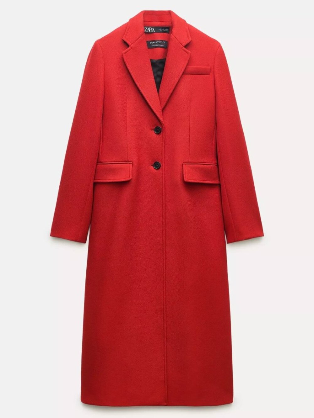 NWOT ZARA MANTECO RED LONG WOOL COAT M